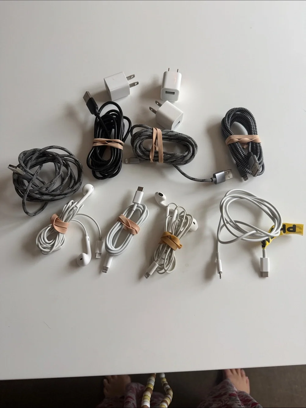 Mixed Charging & Audio Cables Bundle - Black, White, Gray